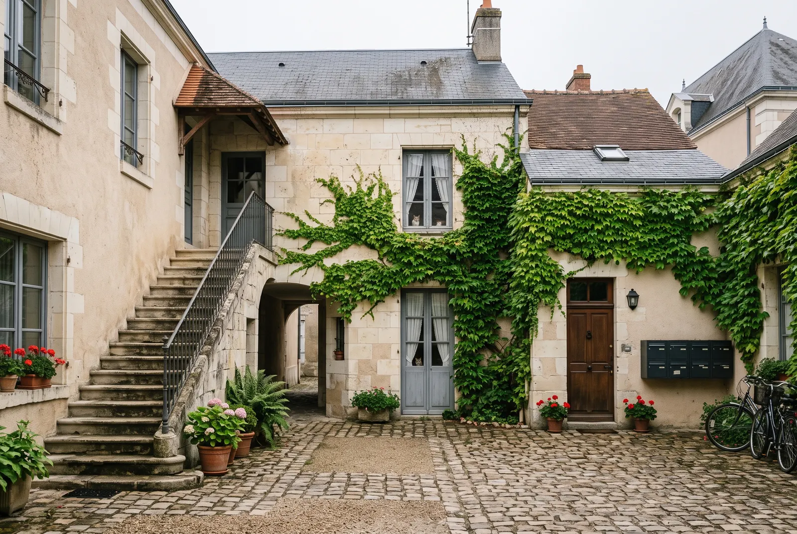 Cour intérieure d'un immeuble à Tours